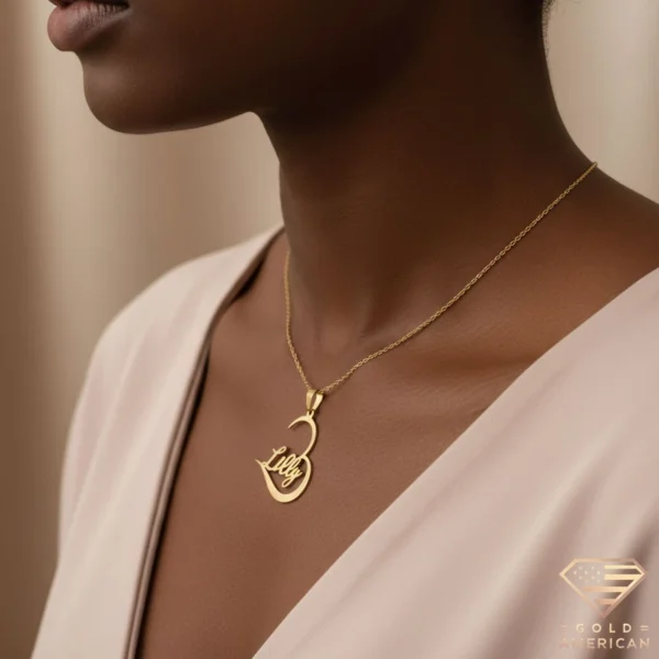 Open Heart Name Necklace Model
