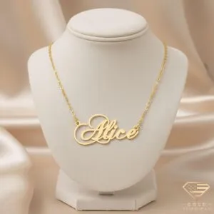 Real Gold Name Pendant Necklace Alice