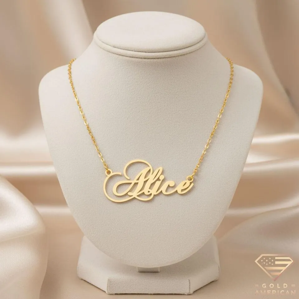 solid gold name pendant Alice