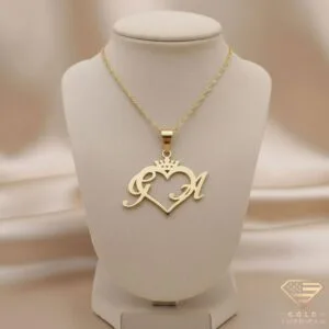 Custom gold heart necklace with initials