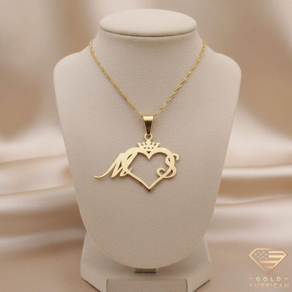 Queen of Hearts Double Initial Pendant MS