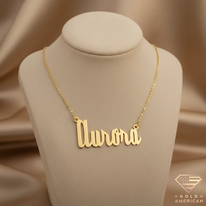 Retro Gold Name Pendant Aurora