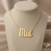Retro Gold Name Pendant Mia