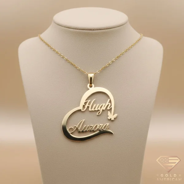 Side-by-Side Heart Gold Pendant Hugh Aurora