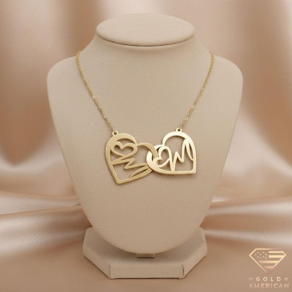 Twin Hearts Double Initial Pendant