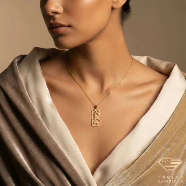 Arabic Design Gold Name Necklace Model
