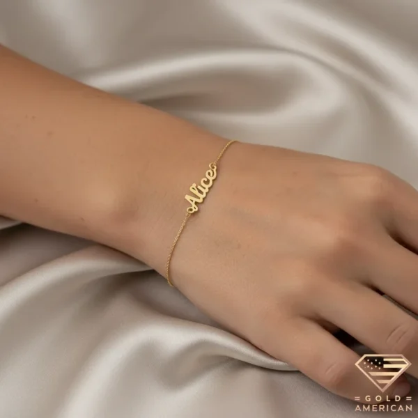 Artistic Gold Name Bracelet Alice
