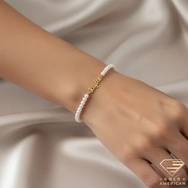 Artistic Gold Name Bracelet Taylor