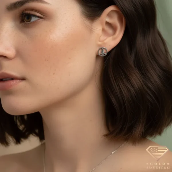 Christmas Tree Earrings Model Close up