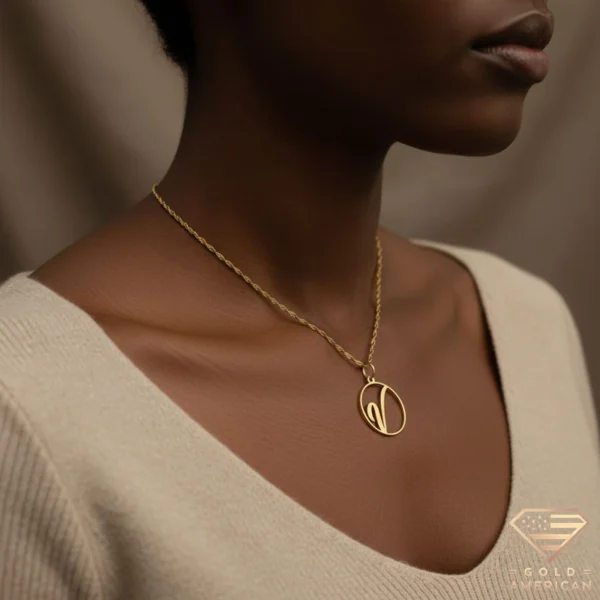 Circle-Framed Initial Necklace Model