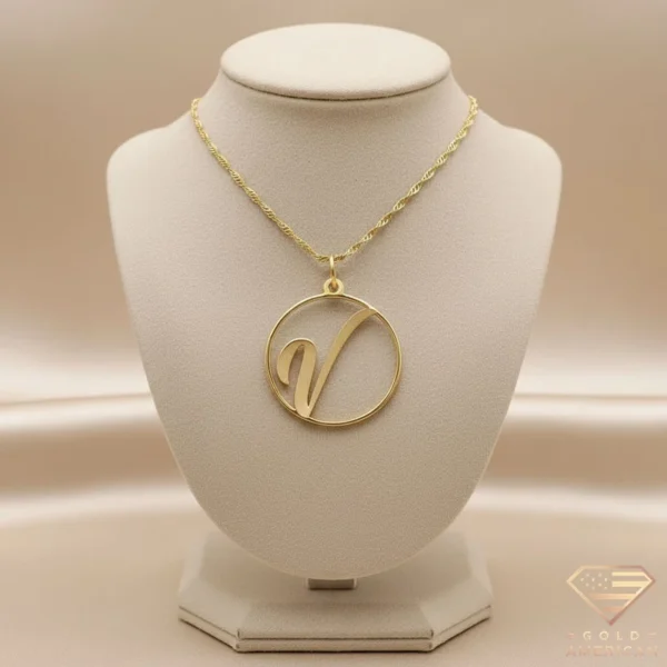 Circle-Framed Initial Necklace V