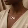 Double Name Infinity Gold Necklace Model Close up