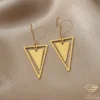 Dual Entwined Triangles Gold Hoop Earrings