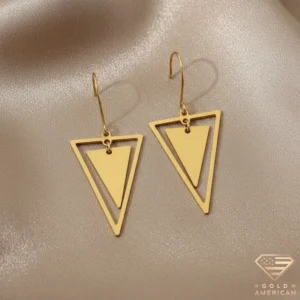 Dual Entwined Triangles Gold Hoop Earrings
