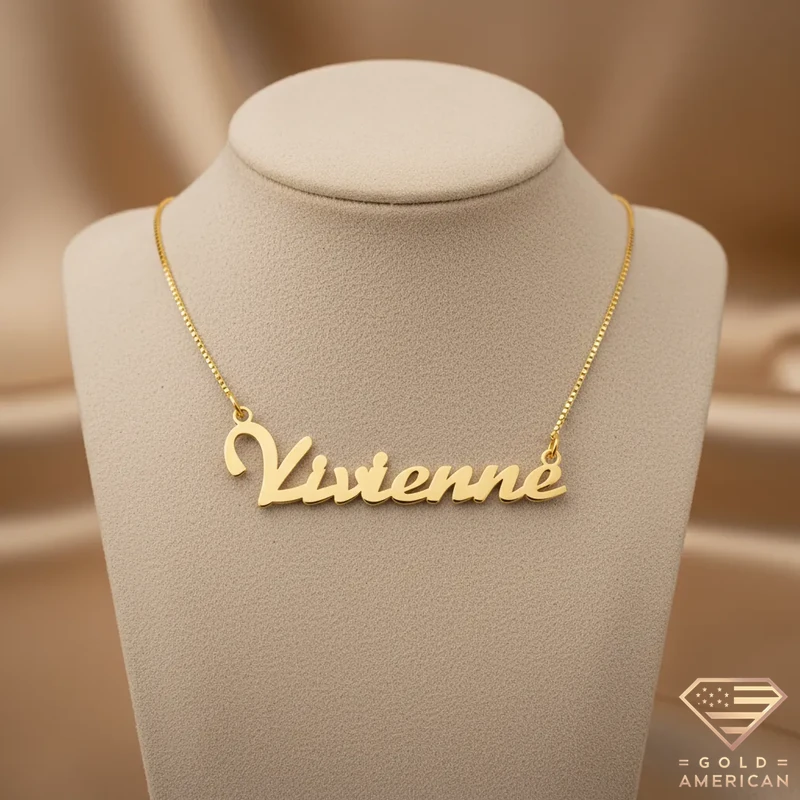 Expressive Gold Name Pendant Vivienne