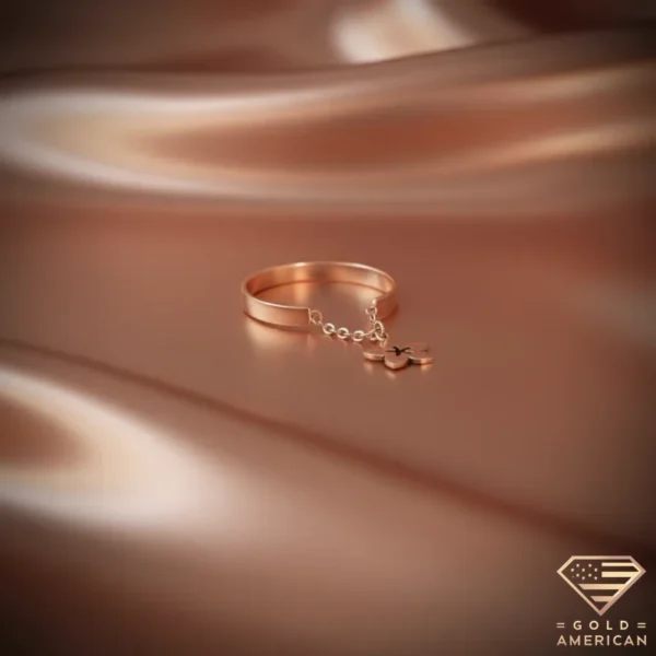 Flower Gold Ring with Charm