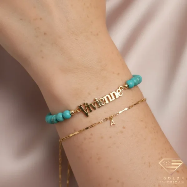 Font #3 Bold Gold Name Bracelet