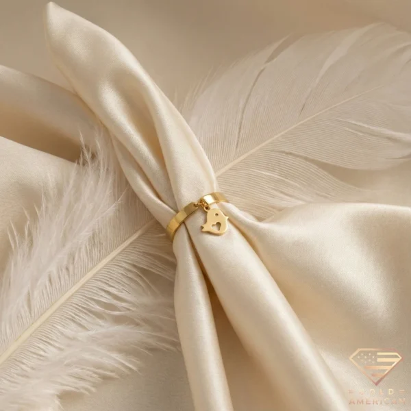 Gold Charm Ring Close up