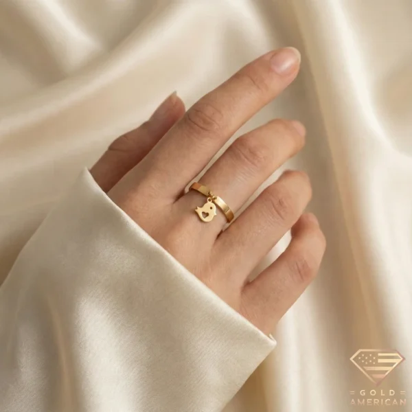 Gold Charm Ring on Hand