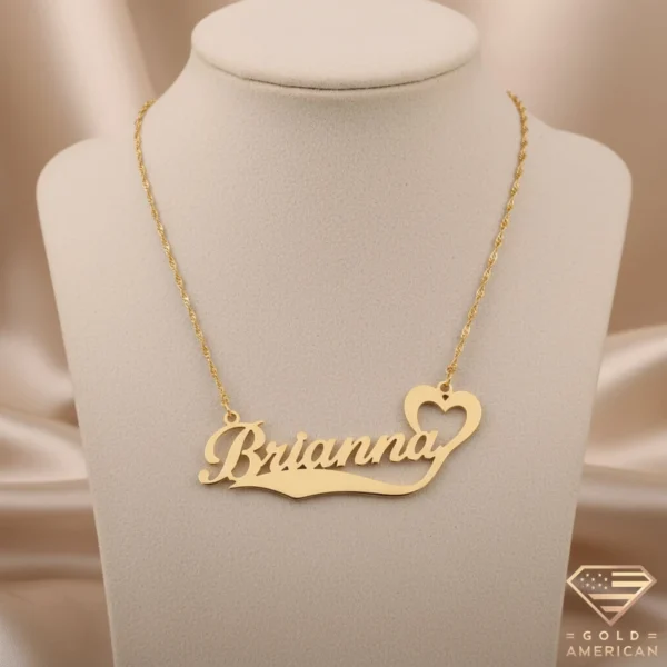 Gold Name Necklace with Heart Brianna