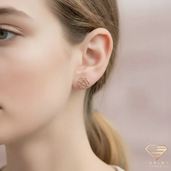Gold Rose Earring Model
