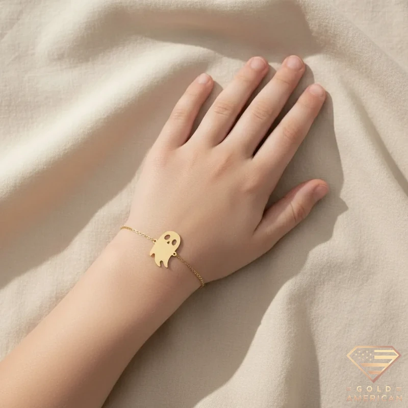 Little Boo Ghost Gold Bracelet on Model