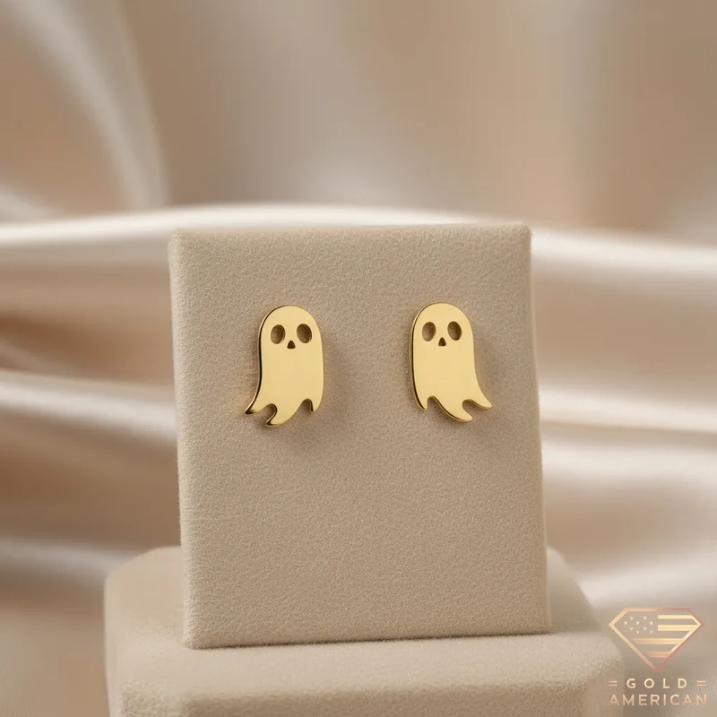 Little Boo Ghost Gold Stud Earrings
