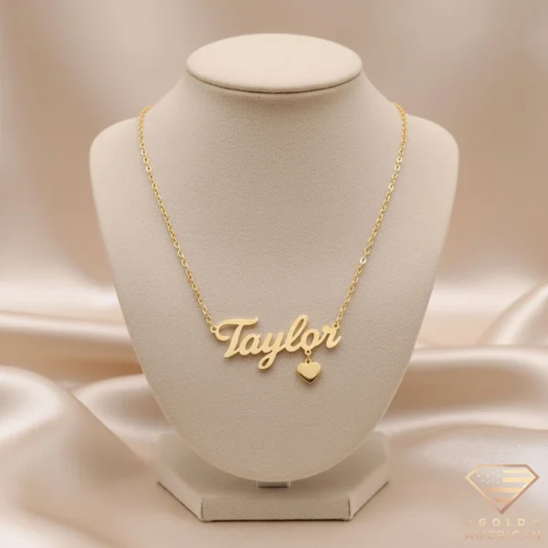 Name Necklace with a Heart Charm Taylor