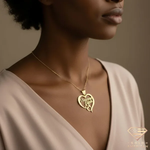 Personalized Gold Heart Necklace Model