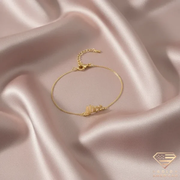 Retro Gold Name Bracelet Alice