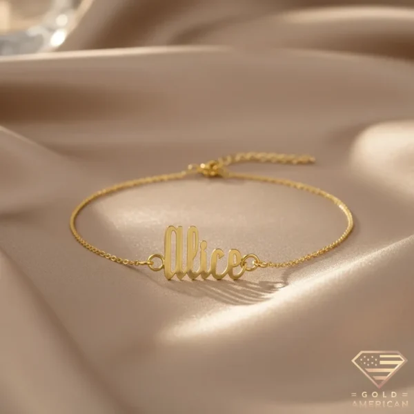 Retro Gold Name Bracelet Alice