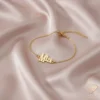 Retro Gold Name Bracelet Mia