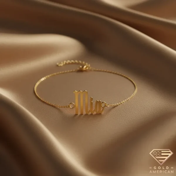 Retro Gold Name Bracelet Mia