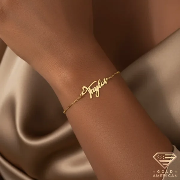 Romantic Gold Name Bracelet Taylor