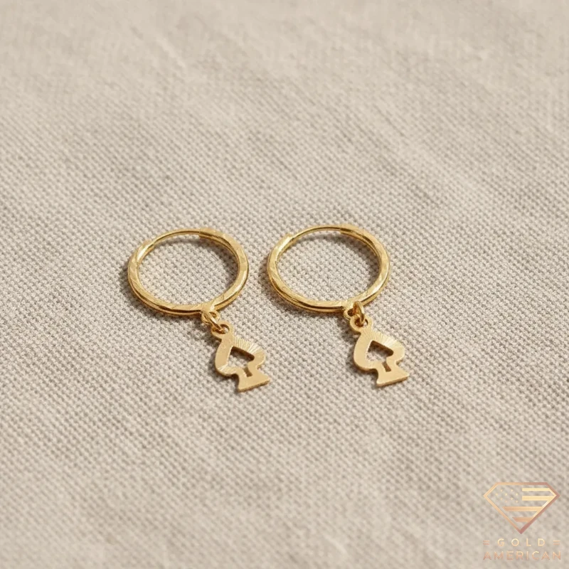 Royal Spade Gold Hoop Earrings