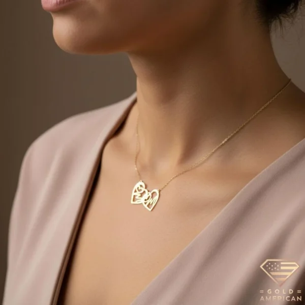 Twin Hearts Double Initial Pendant