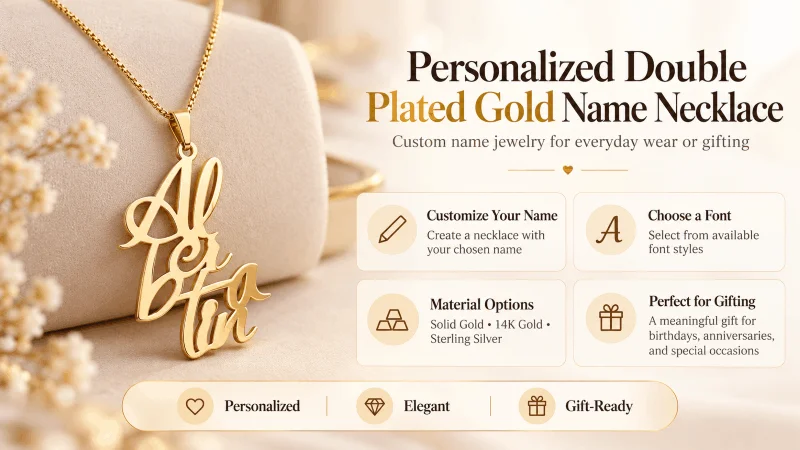 personalized double plated gold name necklace Personalized double plated gold name necklace