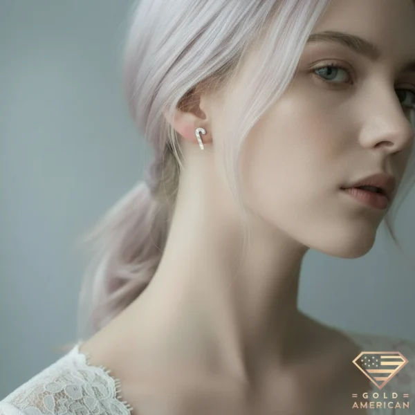 Candy Cane Gold Earrings Model