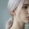 Candy Cane Gold Earrings Model Close up