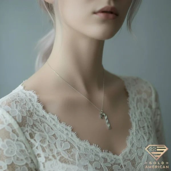 Candy Cane Gold Necklace Model