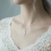 Candy Cane Gold Necklace Model Close up