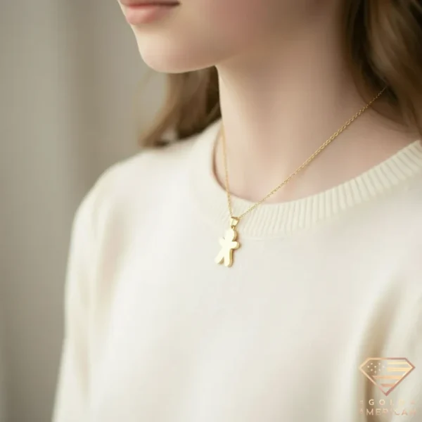 Gingerbread Man Gold Necklace Model