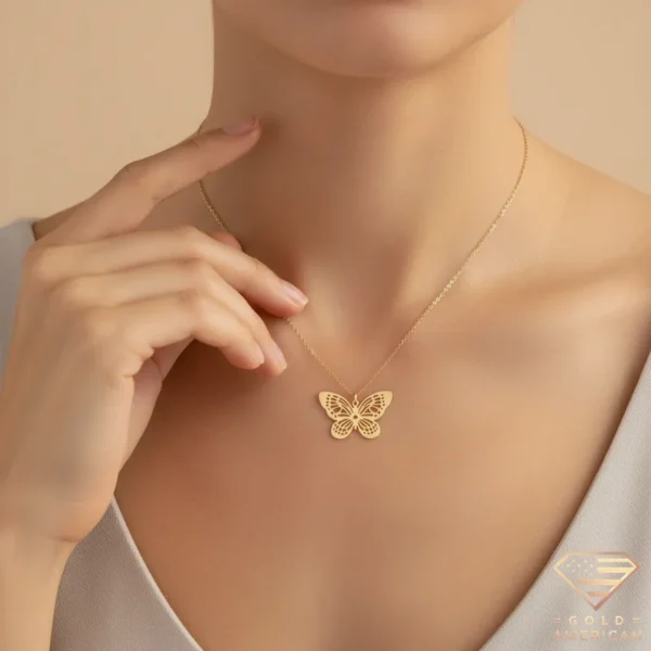 Gold Butterfly Necklace Model