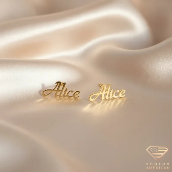 Gold Name Stud Earrings Alice