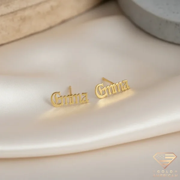 Gold Name Stud Earrings Emma