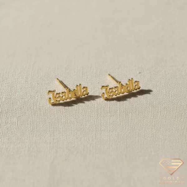 Gold Name Stud Earrings Isabella