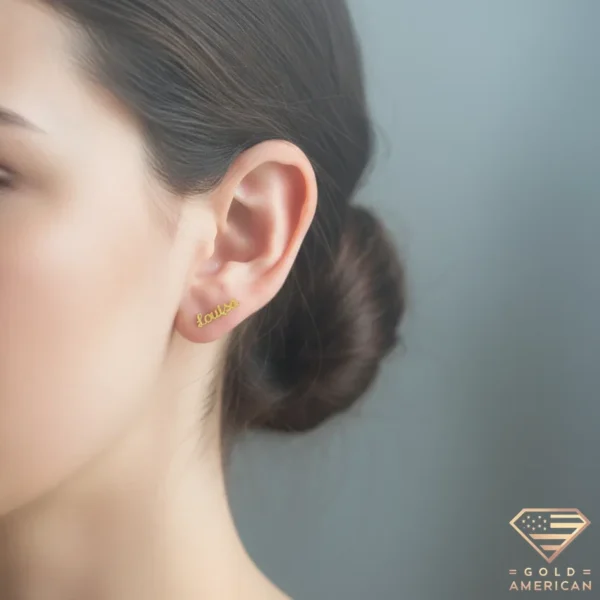 Gold Name Stud Earrings Louisa