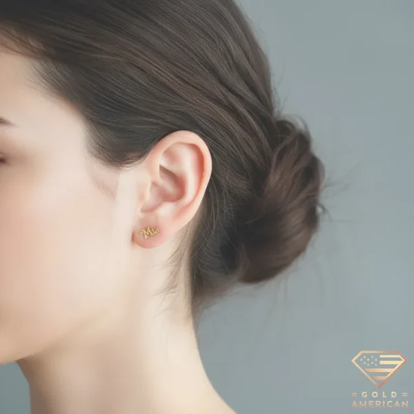 Gold Name Stud Earrings Mia