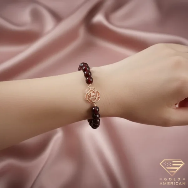 Gold Rose Bracelet on Hand