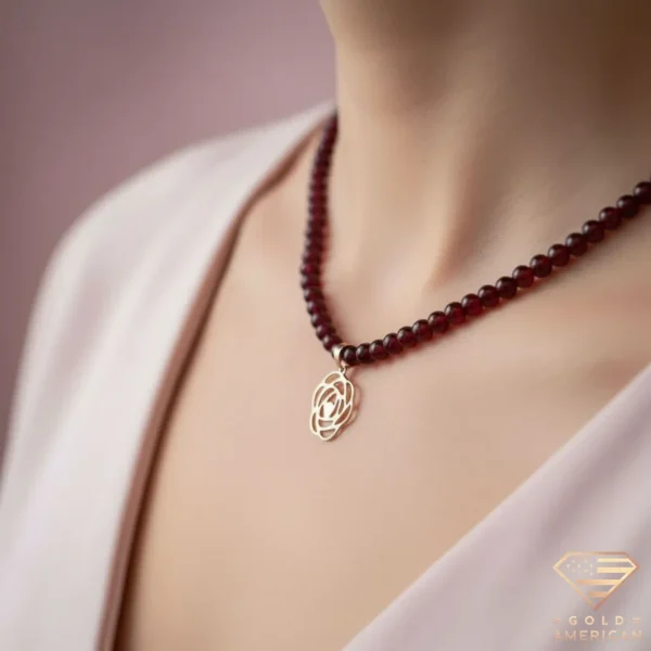 Gold Rose Necklace Model